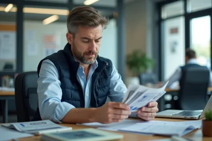 Agent d'enregistrement de véhicules examinant des plaques d'immatriculation