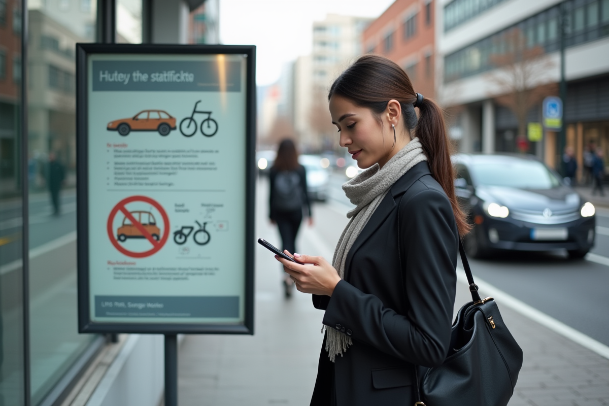 Jeune femme vérifiant son smartphone près d
