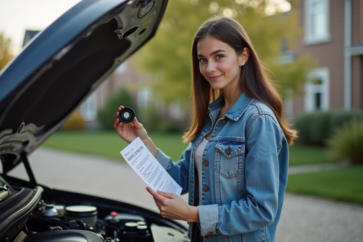 Jeune femme vérifiant le niveau d
