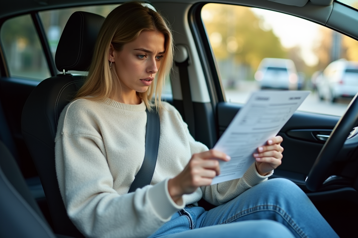 Femme jeune lisant une déclaration d