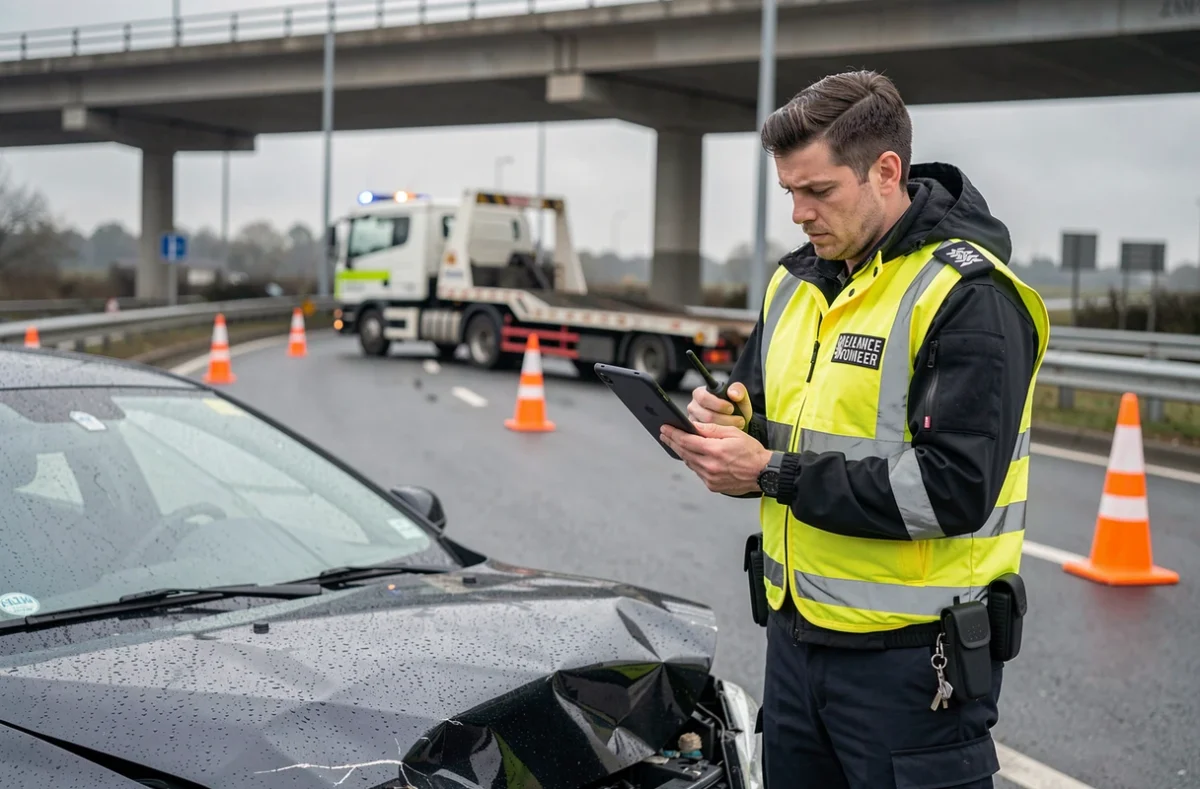 Gendarmes et secouristes intervenant sur un accident de la route à Rennes